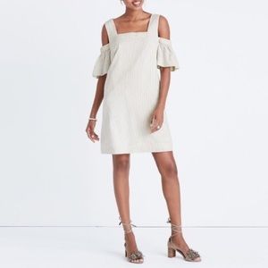 Madewell Cold Shoulders Striped Shift Dress Short Sleeves White Sz 00